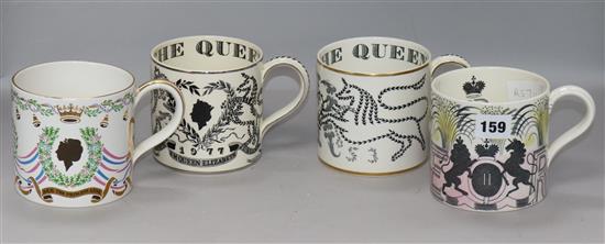 A Ravilious Coronation mug and three others